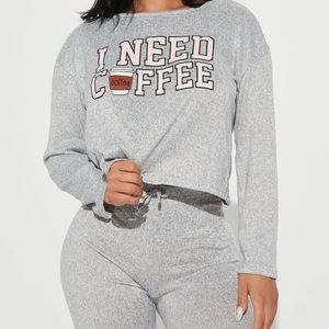 Graphic PJ Jogger Set - Need Coffee